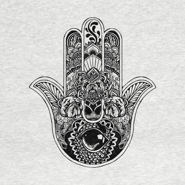 Hamsa Hand English Bulldog by huebucket